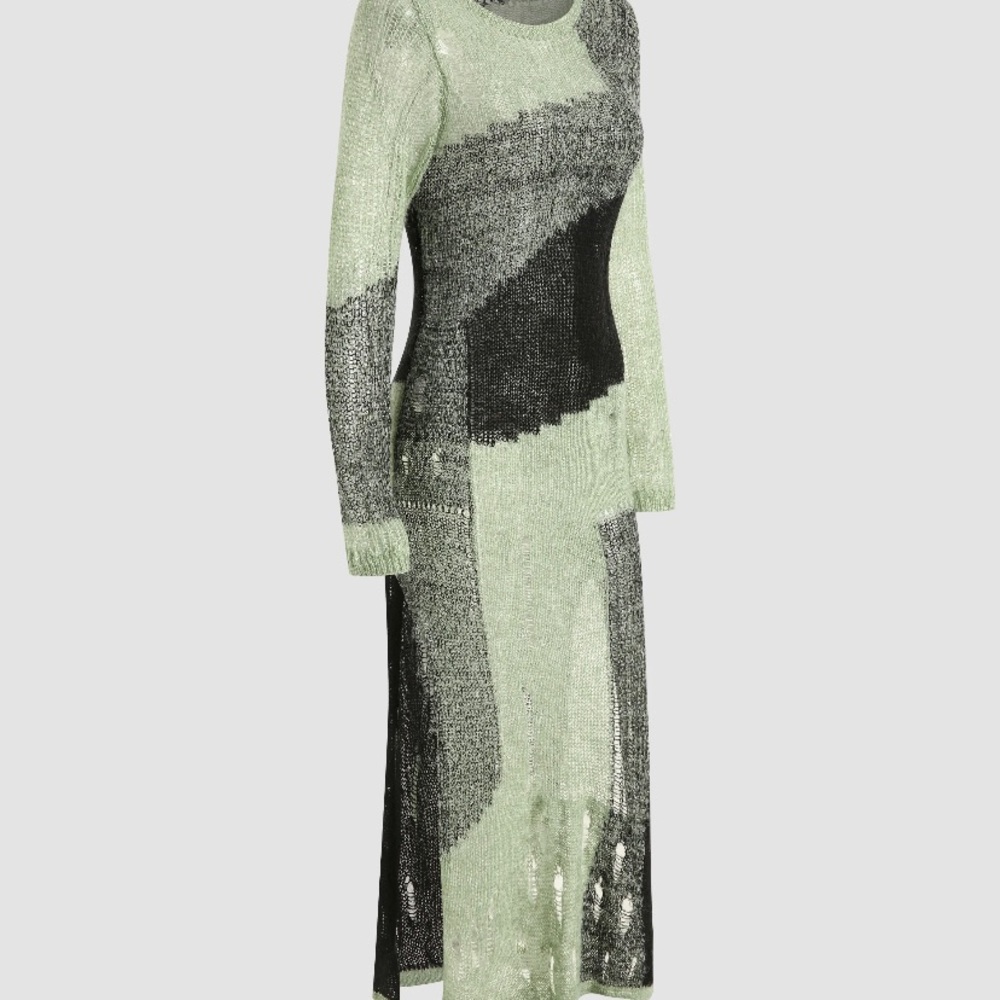 Knit patchwork ripped dress